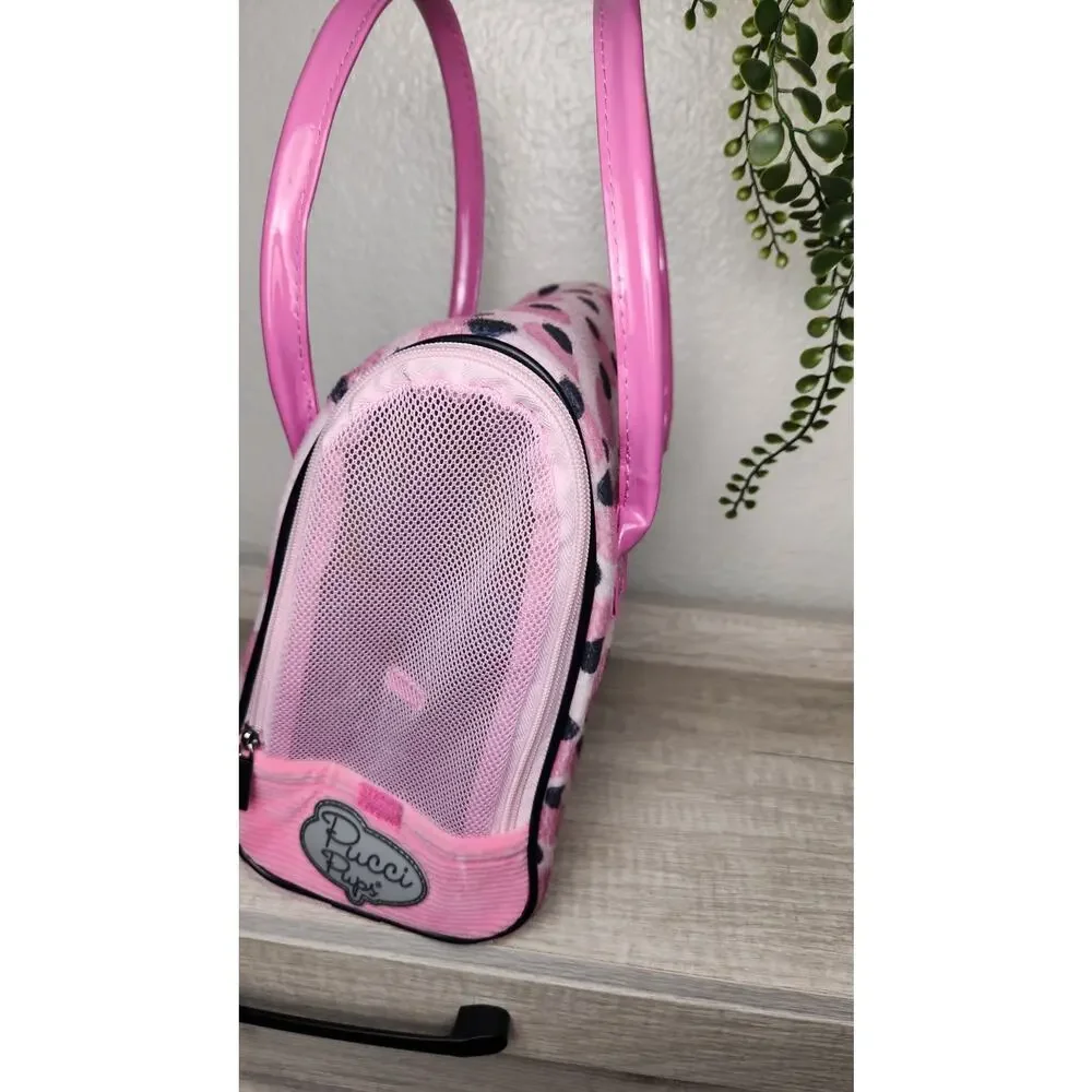 Pucci‎ Pups Maison Battat INC., Pink and Black Plush Puppy Carrying Bag 10x7x6